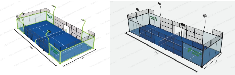What is the size of a singles padel court?cid=19