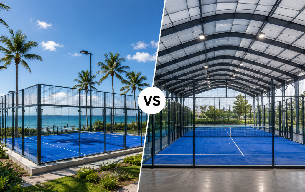 covered vs outdoor padel court