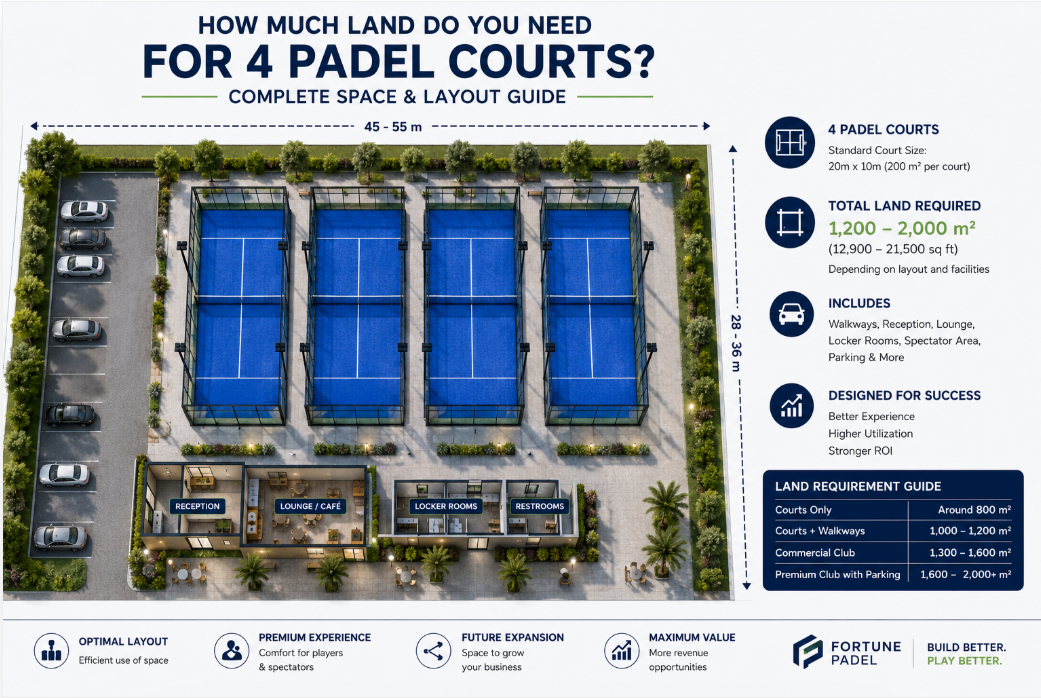 How Much Land Do You Need for 4 Padel Courts?cid=19 How Much Land Do You Need for 4 Padel Courts?cid=19